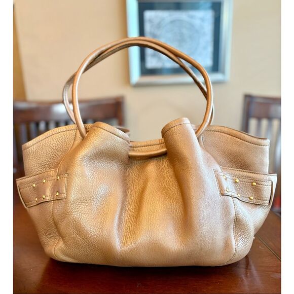 COLE HAAN - "Denny" Bronze Metallic Soft Pebble Leather Tote Shoulder Bag/Sweet! - Picture 4 of 16